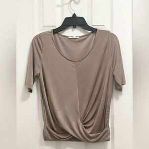 Timing Taupe Short Sleeve Twist Top